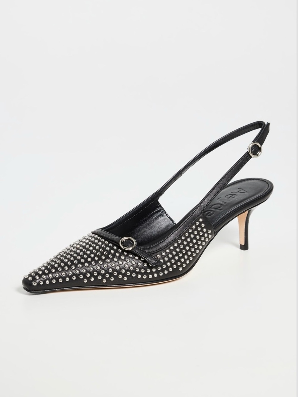 Aeyde NWOT 40 Saba Mini Studs Nappa Leather Black Pumps Slingback